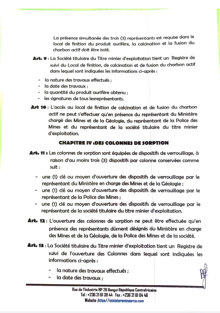 Publication de l’Arrêté n°255/26/MMG/DIRCAB/DGM relatif au contrôle et au suivi des produits aurifères 4