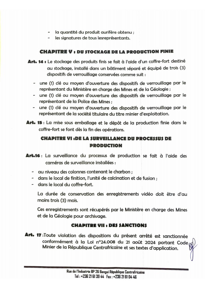 Publication de l’Arrêté n°255/26/MMG/DIRCAB/DGM relatif au contrôle et au suivi des produits aurifères 5