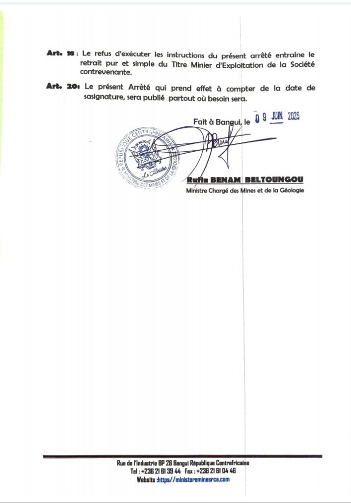 Publication de l’Arrêté n°255/26/MMG/DIRCAB/DGM relatif au contrôle et au suivi des produits aurifères 6