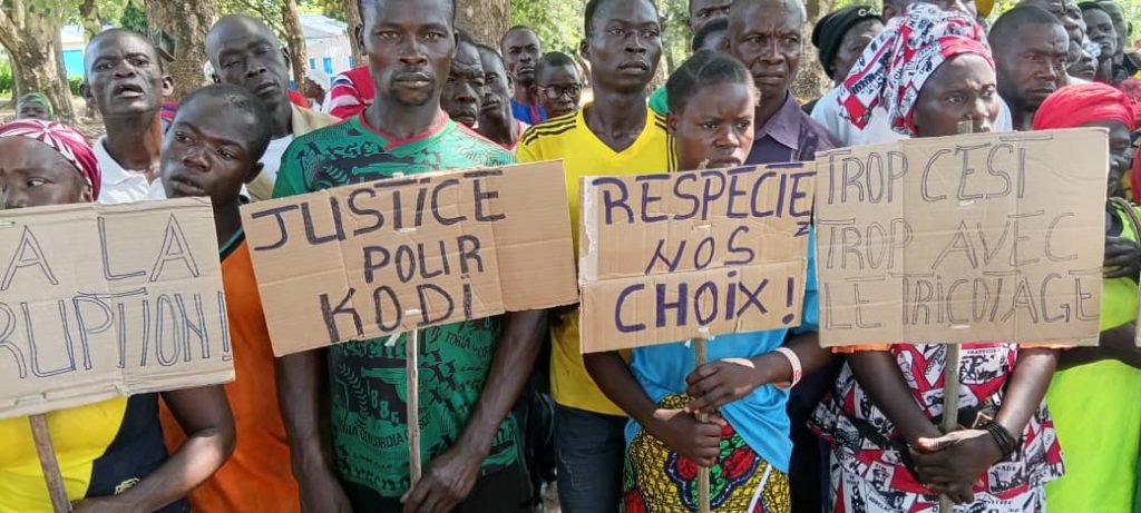 Centrafrique : la population de Kodi conteste l'annulation des résultats des législatives et réclame davantage de vérifications manif mann